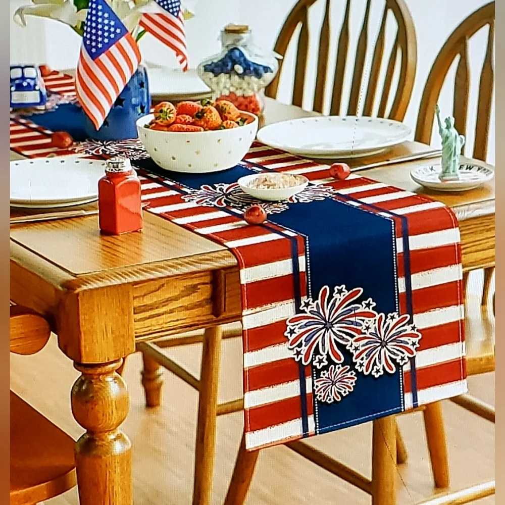 NWT!🎆✨ Festive USA Table Runner 13x72 - Picture 3 of 3
